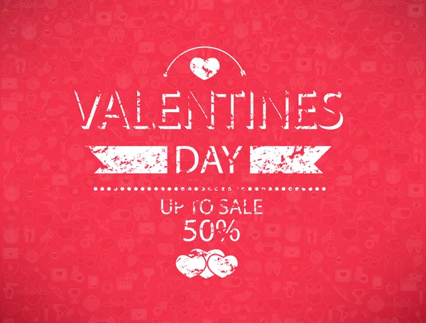 Template valentines giorno fino alla vendita 50 per cento carta e banner . — Foto Stock