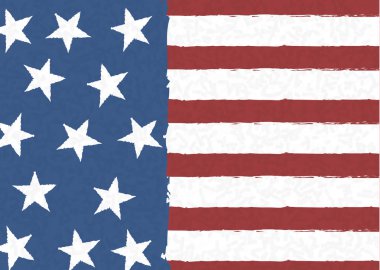 American flag on scribble abstract pattern 