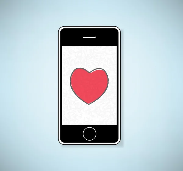 Phone show heart, Valentines day background — Zdjęcie stockowe