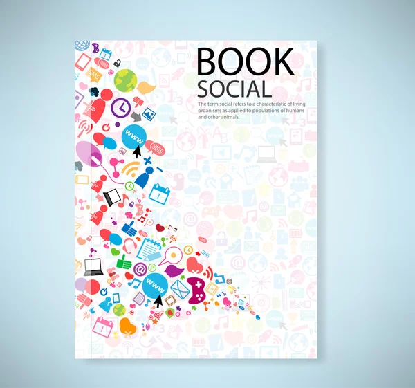 Medya simgeler ile rapor sosyal ağ arka kapak 