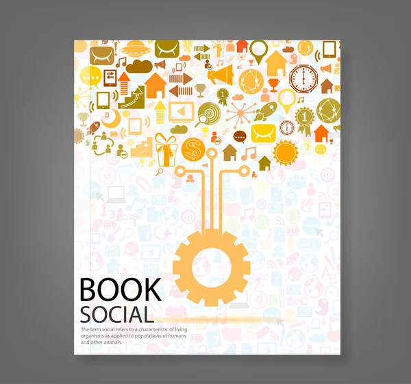Cover report social network background with media icons — Stock Photo, Image