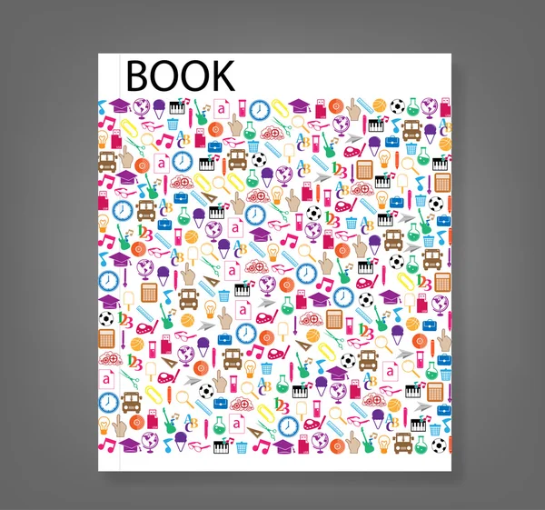 Cover report school background with media icons illustra — Zdjęcie stockowe