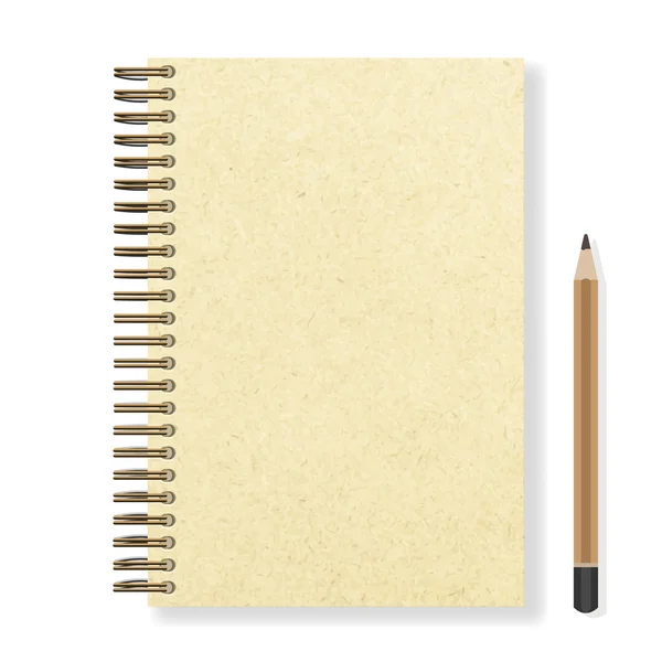 Blank realistic spiral notepad notebook and pencil — Stok fotoğraf