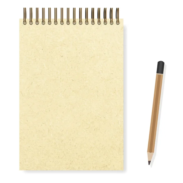 Blocco note a spirale realistico vuoto notebook e matita — Foto Stock