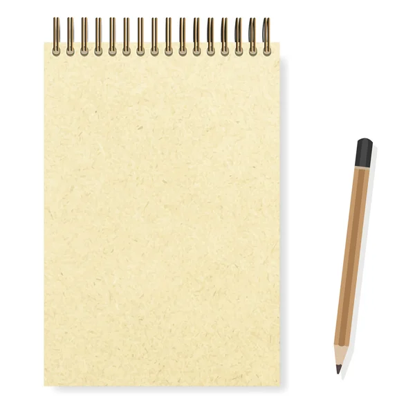 Blank realistic spiral notepad notebook and pencil — Stock fotografie