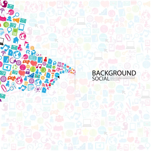 Idea di progettazione di modelli con icone di social network backgrou — Foto Stock