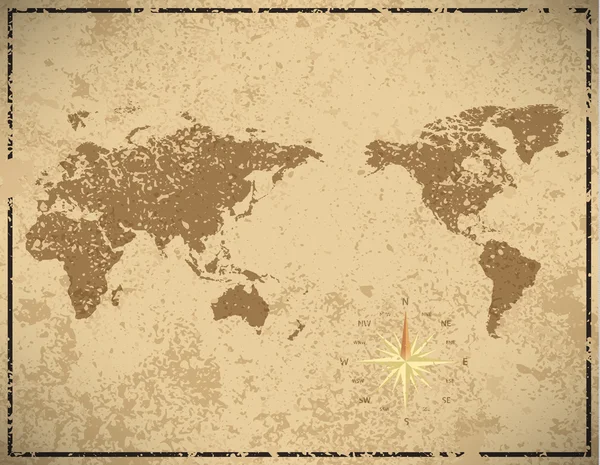 Карта мира в винтажном рисунке бумаги — стоковое фото