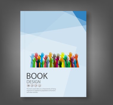 Cover report hands of different colors background illust