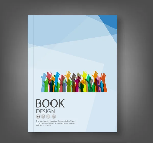 Cover report hands of different colors background illust — Stockfoto