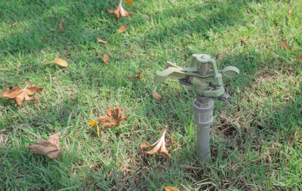 Water springer in tuin — Stockfoto