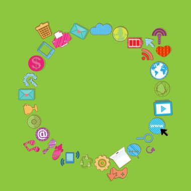 Ortam simgeleriyle sosyal ağ arkaplanı