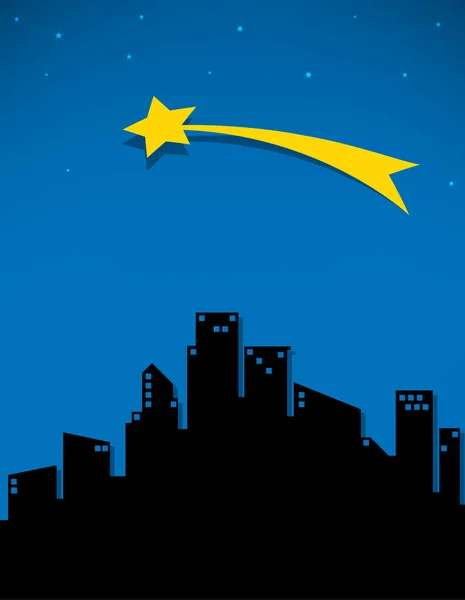 Comet and stars fo the city illustration — 图库照片