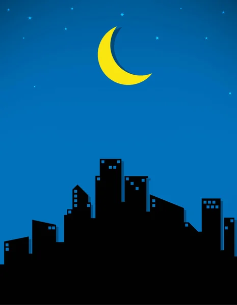 Moon and stars fo the city illustration — 图库照片