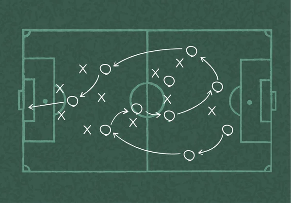 Realistické tabule kreslení fotbalové hry strategie. — Stock fotografie