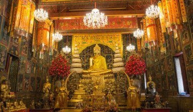 Buda heykeli Wat Na Phra erkeklerde ayutthaya, Tayland