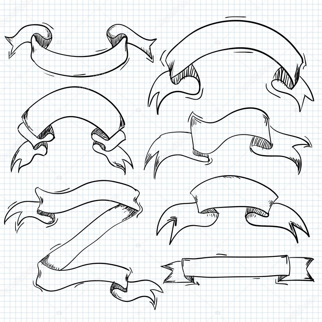 Vintage Band Banner Vektor Sammlung von Hand gezeichnet Stockillustration  von ©photoraidz #81690024, image size:1024x1024