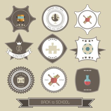 Geri okul tasarım koleksiyonu için. ve etiketleri kartı, illüstrasyon 