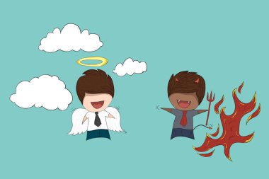 Shoulder devil and angel Childish drawing businessman of cute de clipart