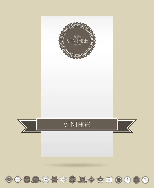 Set de tarjetas retro vintage en blanco y etiquetas — Vector de stock