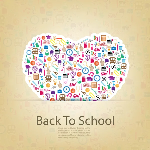Heart Back to School Seamless children background, illustration — Stock Vector