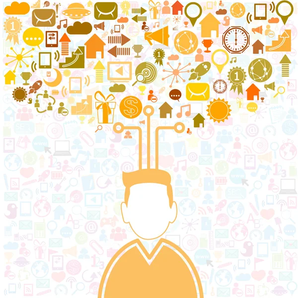 Social network with media man icons background, vector illustrat — Stock Vector