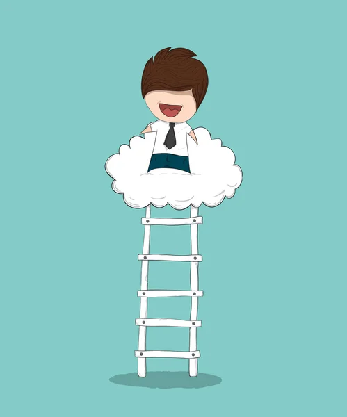 Business man up stairs to successful up cloud, doodles, drawing — Stock Illustration Business man up stairs to successful up cloud, doodles, drawing Stock Illustration