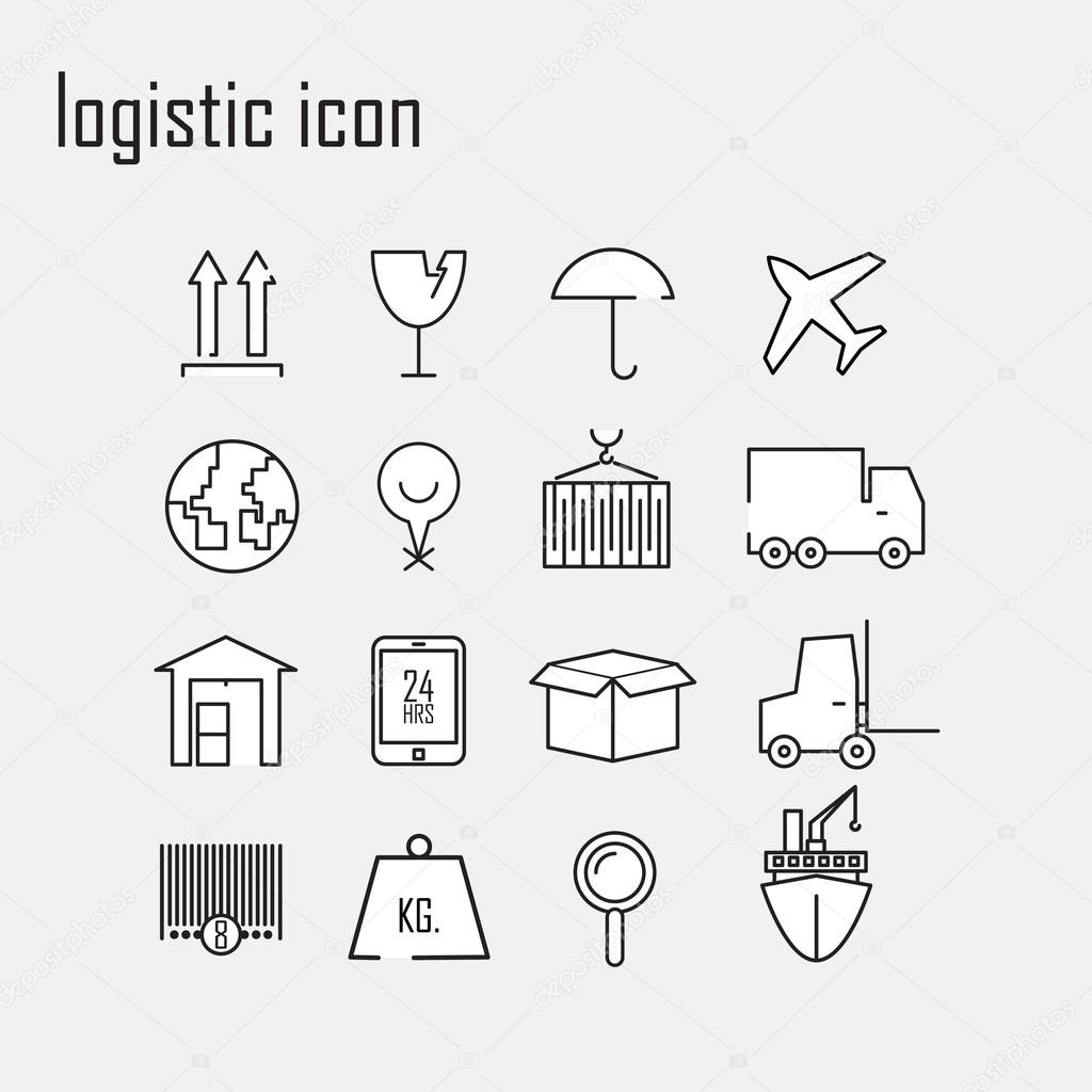 Line icons, Logistics icons, Modern infographic vector logo 