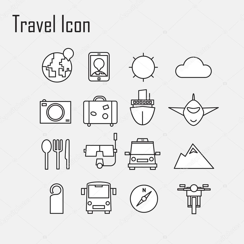 Line icons, Tour planning, recreational rest, holiday trip for l