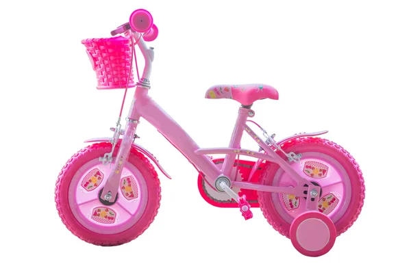 女孩粉色自行车-分离 — 图库照片