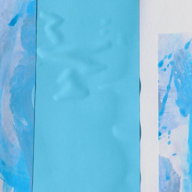 Çeşitli kağıtların kolajı, renkli soyut arkaplan  