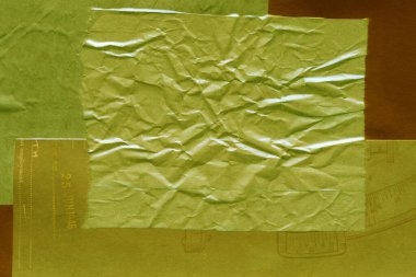 Çeşitli kağıtların kolajı, renkli soyut arkaplan  