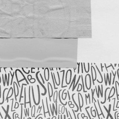 Çeşitli kağıtların kolajı, renkli soyut arkaplan  