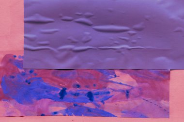 Çeşitli kağıtların kolajı, renkli soyut arkaplan  