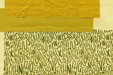 Çeşitli kağıtların kolajı, renkli soyut arkaplan  