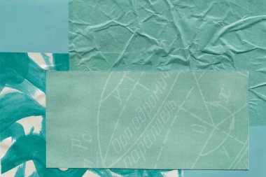 Çeşitli kağıtların kolajı, renkli soyut arkaplan  