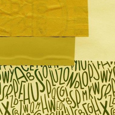 Çeşitli kağıtların kolajı, renkli soyut arkaplan  