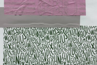 Çeşitli kağıtların kolajı, renkli soyut arkaplan  