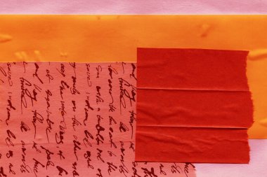 Çeşitli kağıtların kolajı, renkli soyut arkaplan  