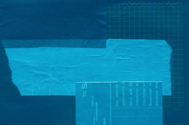 Çeşitli kağıtların kolajı, renkli soyut arkaplan  