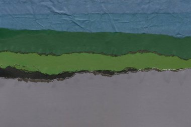 Çeşitli kağıtların kolajı, renkli soyut arkaplan  