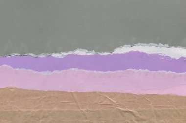 Çeşitli kağıtların kolajı, renkli soyut arkaplan  