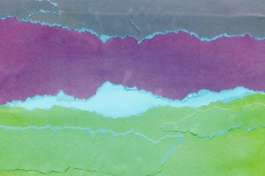 Çeşitli kağıtların kolajı, renkli soyut arkaplan  