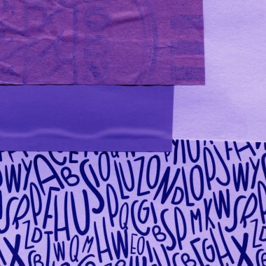 Çeşitli kağıtların kolajı, renkli soyut arkaplan  