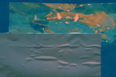 Çeşitli kağıtların kolajı, renkli soyut arkaplan  