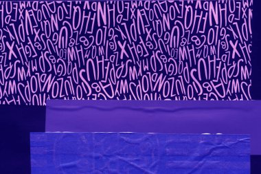 Çeşitli kağıtların kolajı, renkli soyut arkaplan  