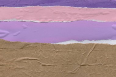 Çeşitli kağıtların kolajı, renkli soyut arkaplan  