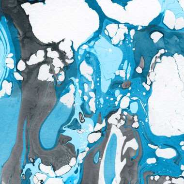 Beyaz suluboya arka planda renkli mermer mürekkep kağıdı dokusu. Kaotik soyut organik tasarım. Banyo bombası dalgaları.