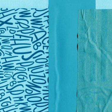 Çeşitli kağıtların kolajı, renkli soyut arkaplan  