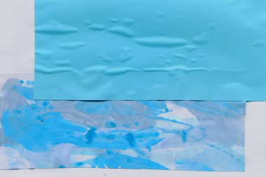 Çeşitli kağıtların kolajı, renkli soyut arkaplan  