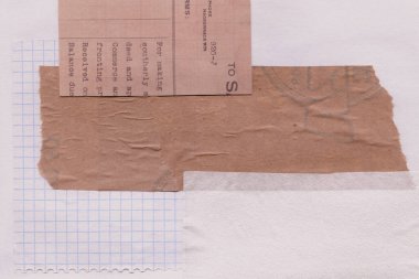 Çeşitli kağıtların kolajı, renkli soyut arkaplan  